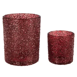 Clearance Telysholder Glitter 8 cm rød Lykter|Julelys Og Lysestaker