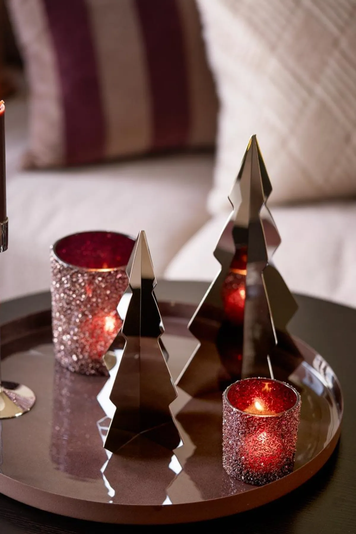 Sale Telysholder Glitter burgunder 8 cm Lykter|Julelys Og Lysestaker