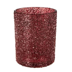 Telysholder Glitter 12,5cm rød Lykter|Julelys Og Lysestaker
