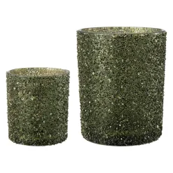 Sale Telysholder Glitter Grønn 12,5cm Lykter|Julelys Og Lysestaker