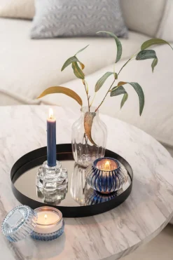 Online Telysholder rille mørk blå Lysestaker